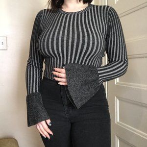Forever 21 Cropped rib knit bell sleeve sweater